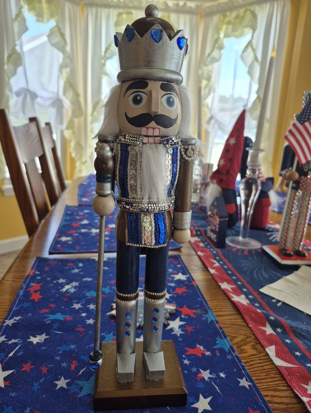 Royal Nutcracker Figurine in Blue and Silver